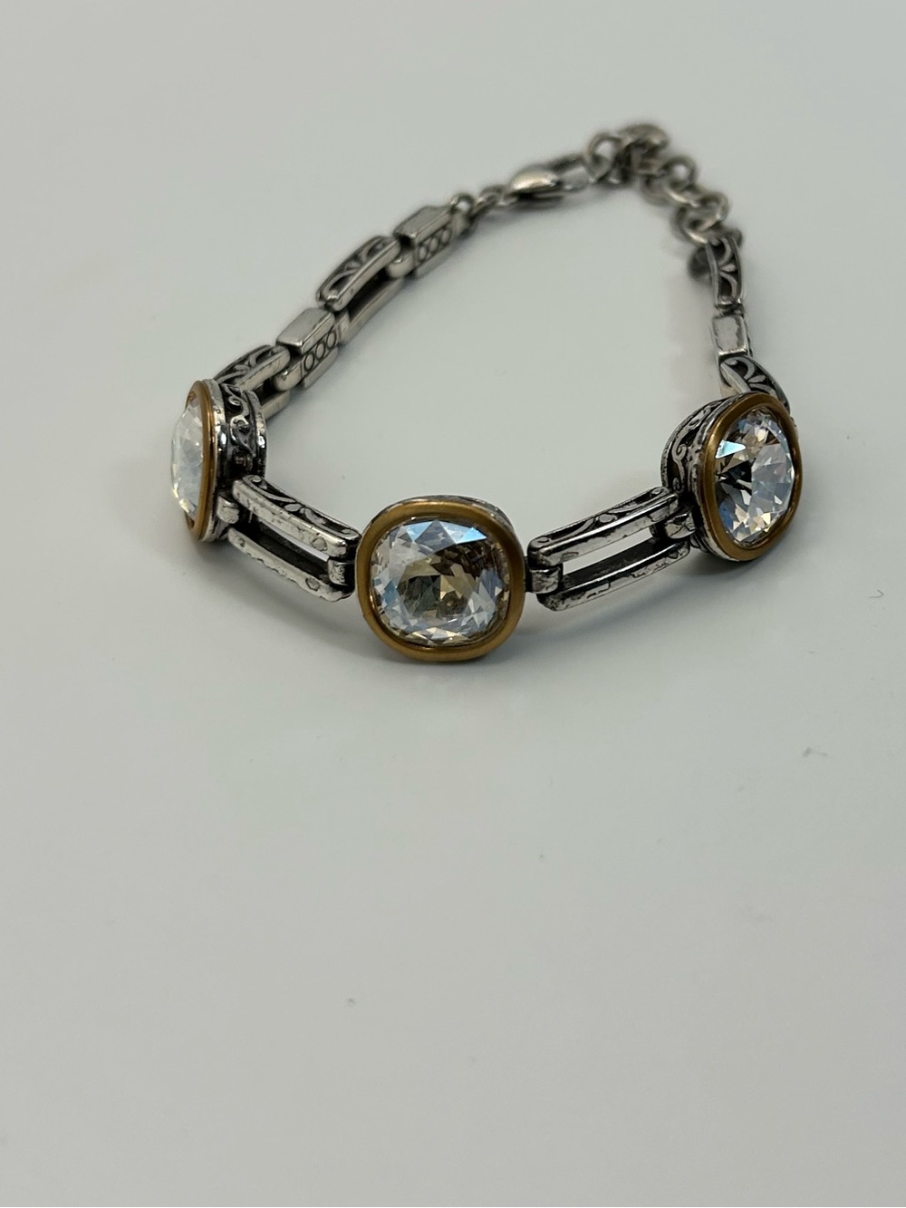 Brighton Venusian Bracelet - Clear Crystals Two-tone Gold Silver Plated Retired - Picture 6 of 10